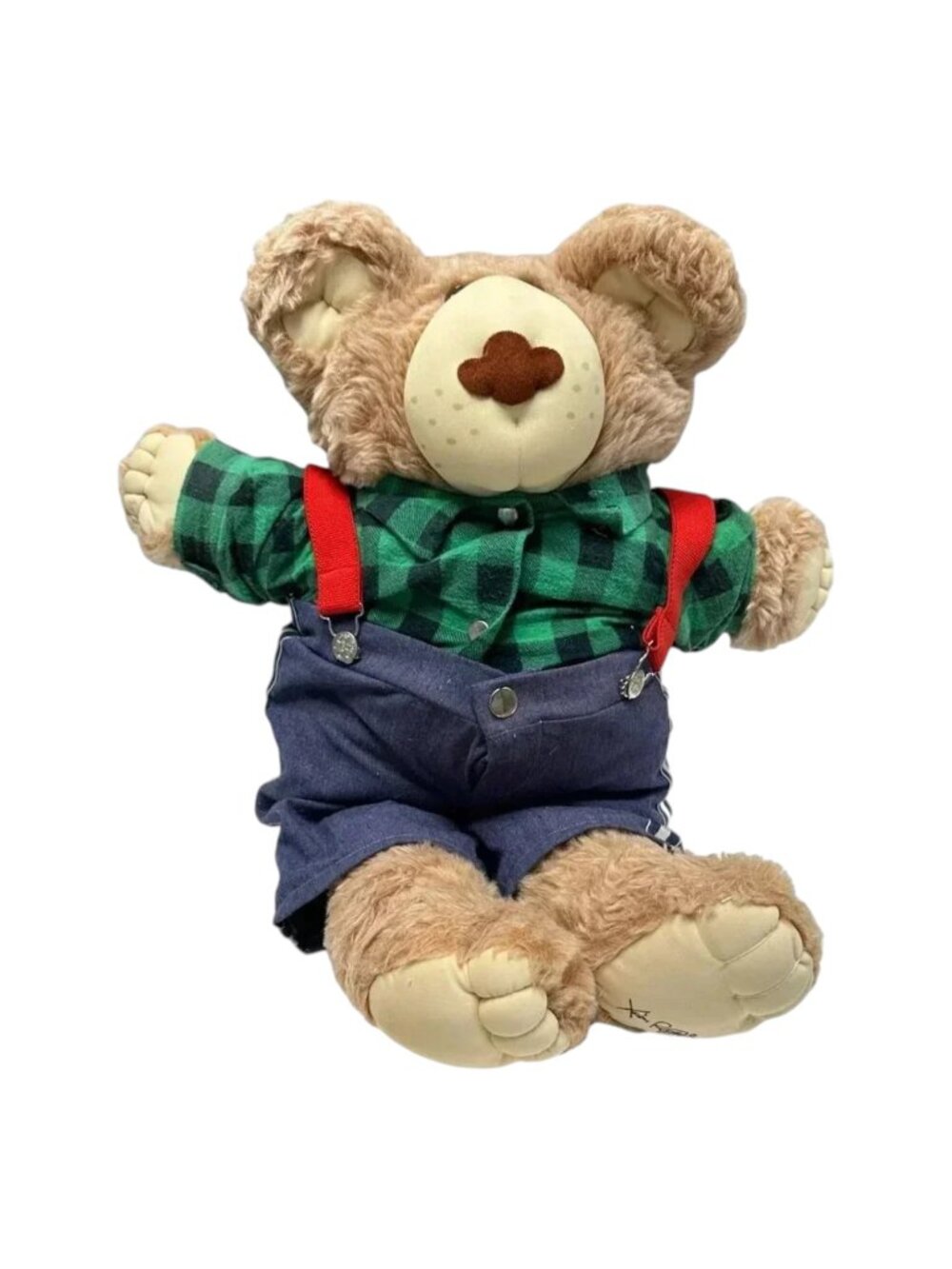 Furskins Bear Teddy Xavier  Roberts1984 Shirt Red Suspenders VIntage